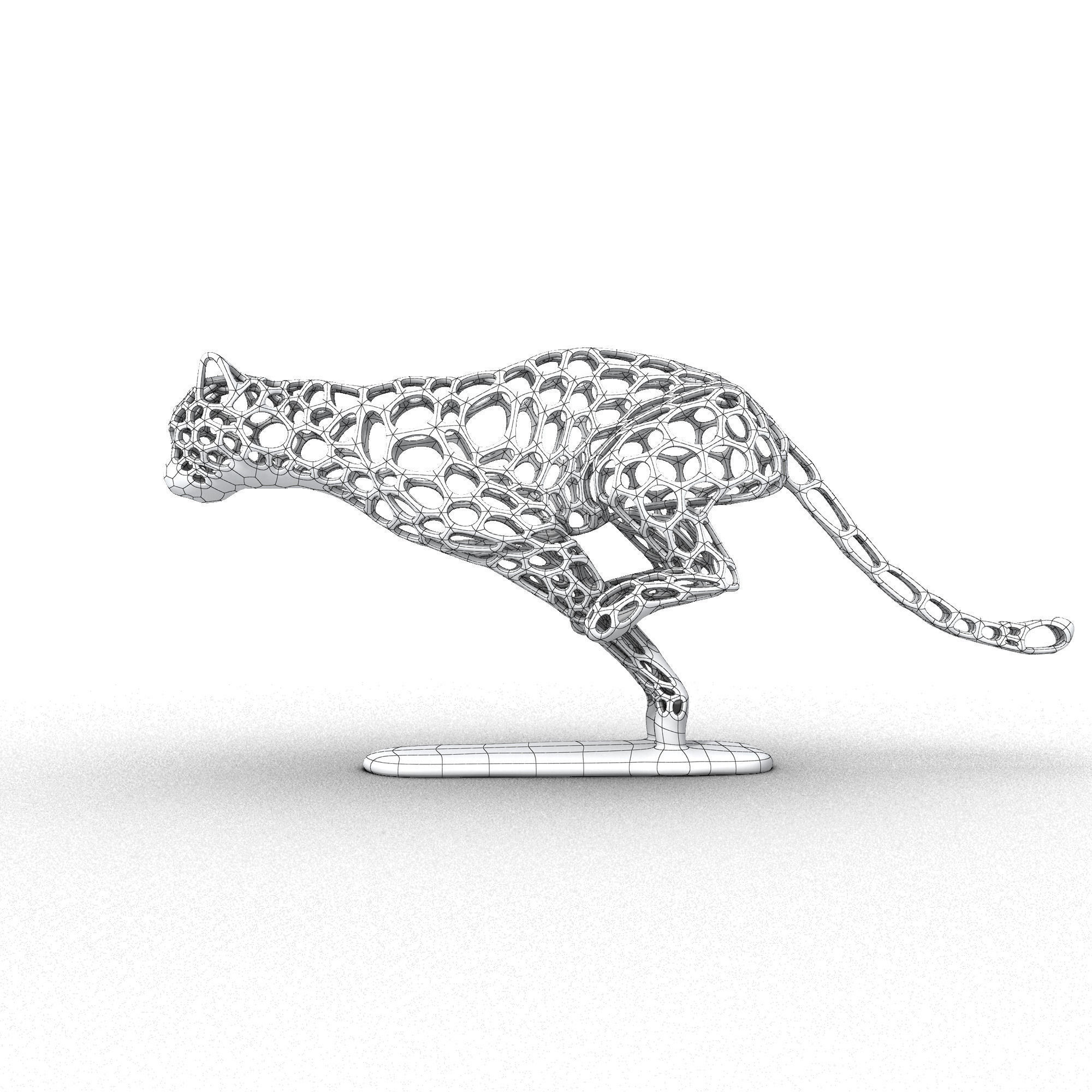Cheetah Sprinter Wireframe Low-poly 3D model_4