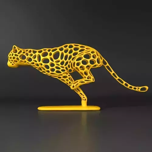 Cheetah Sprinter Wireframe Low-poly 3D model