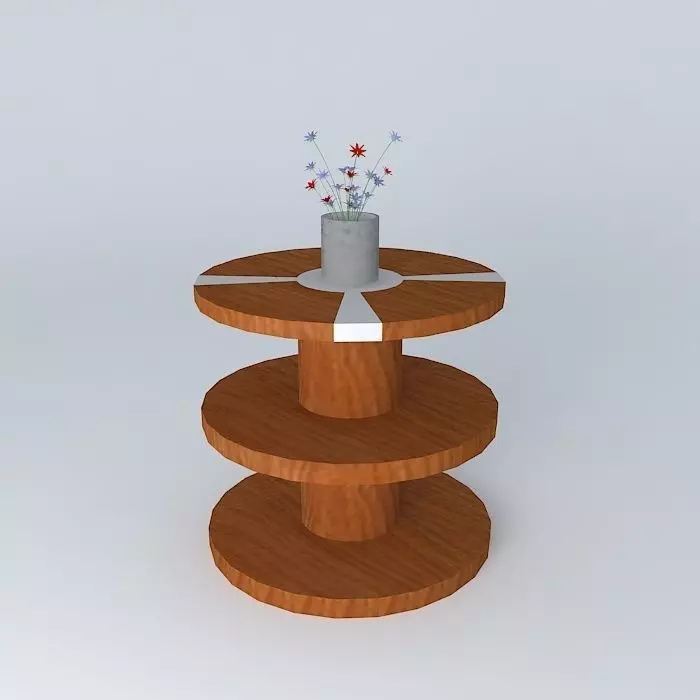 art wooden side table with flowers in it Free 3D model