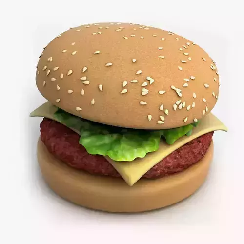 Hamburger with lettuce and cheese 3D model