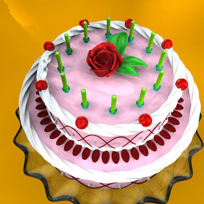 Cake on plate 3D model_1