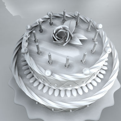 Cake on plate 3D model_4