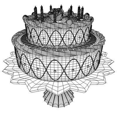 Cake on plate 3D model_2