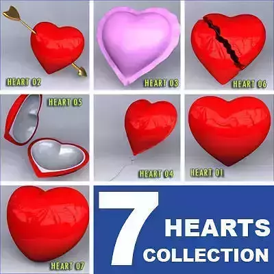 7 Hearts Collection different 3D model