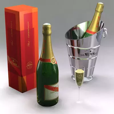 Champagne set bottle of 3D model_0