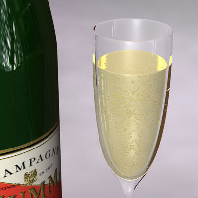 Champagne set bottle of 3D model_4
