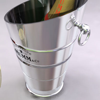 Champagne set bottle of 3D model_5