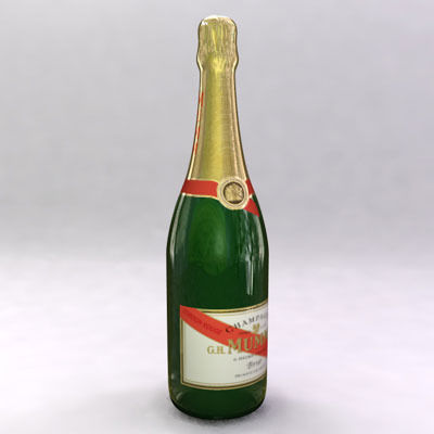 Champagne set bottle of 3D model_1