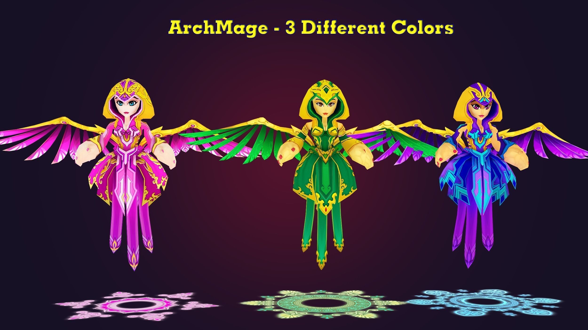 Cartoon Mage Low-poly 3D model_6
