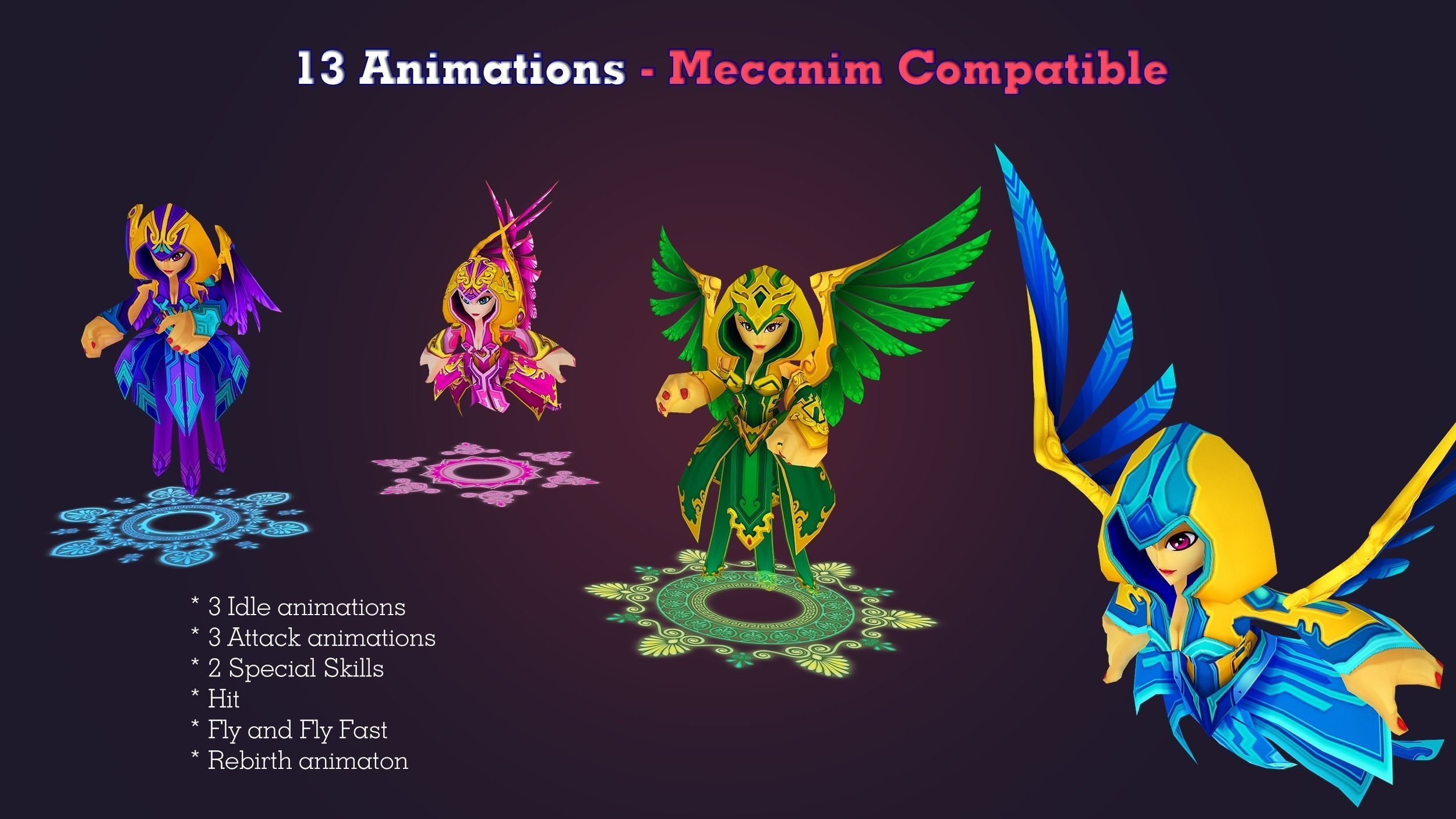 Cartoon Mage Low-poly 3D model_7