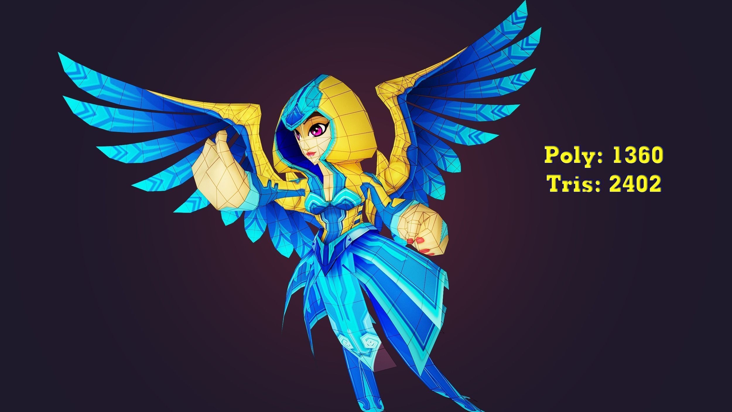 Cartoon Mage Low-poly 3D model_4