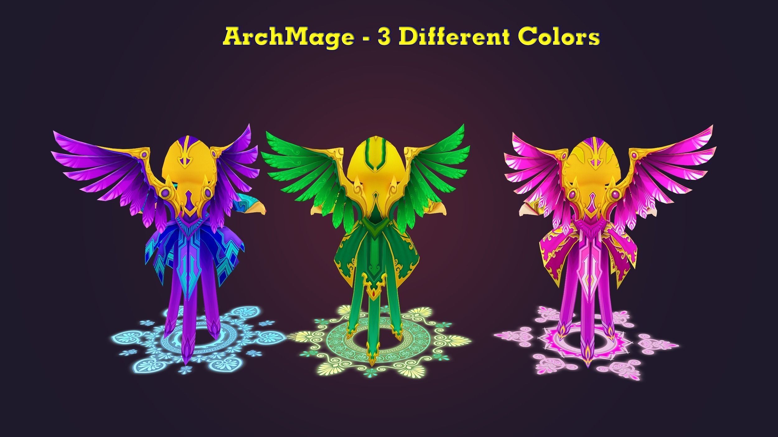 Cartoon Mage Low-poly 3D model_5
