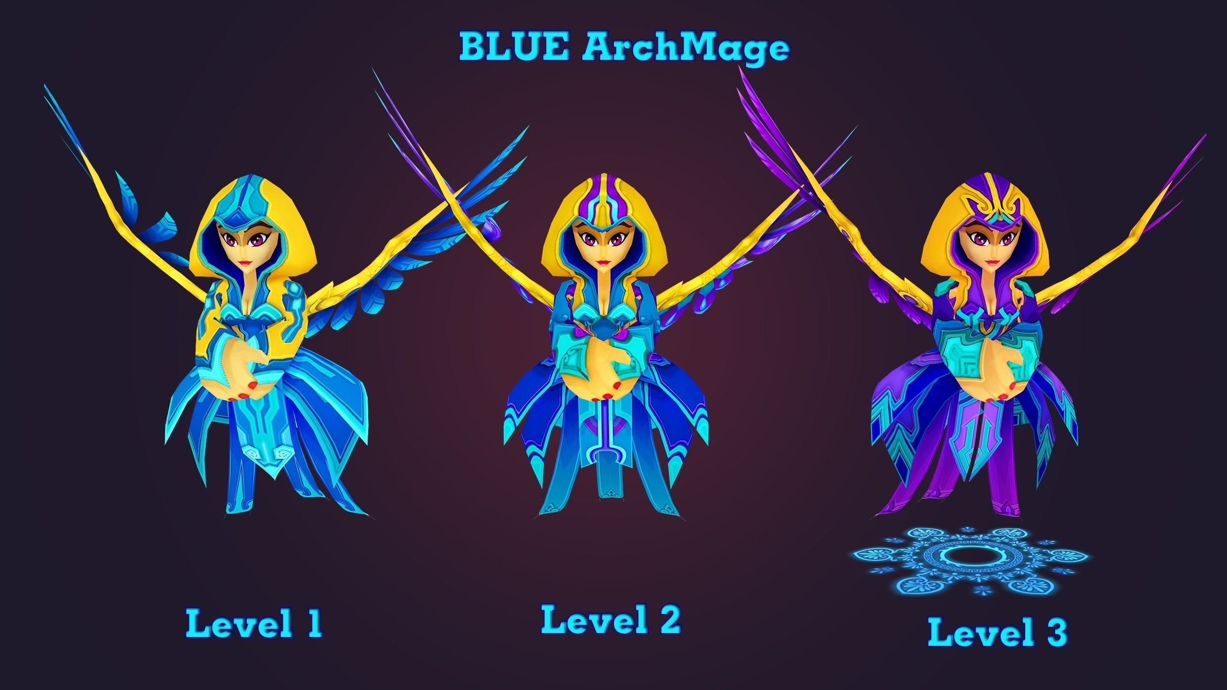 Cartoon Mage Low-poly 3D model_1