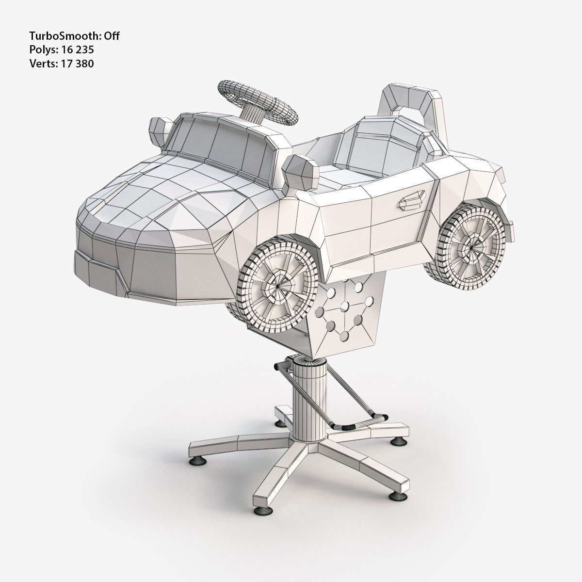 Children Kids Barber Chair Electric Ride On Low-poly 3D model_1