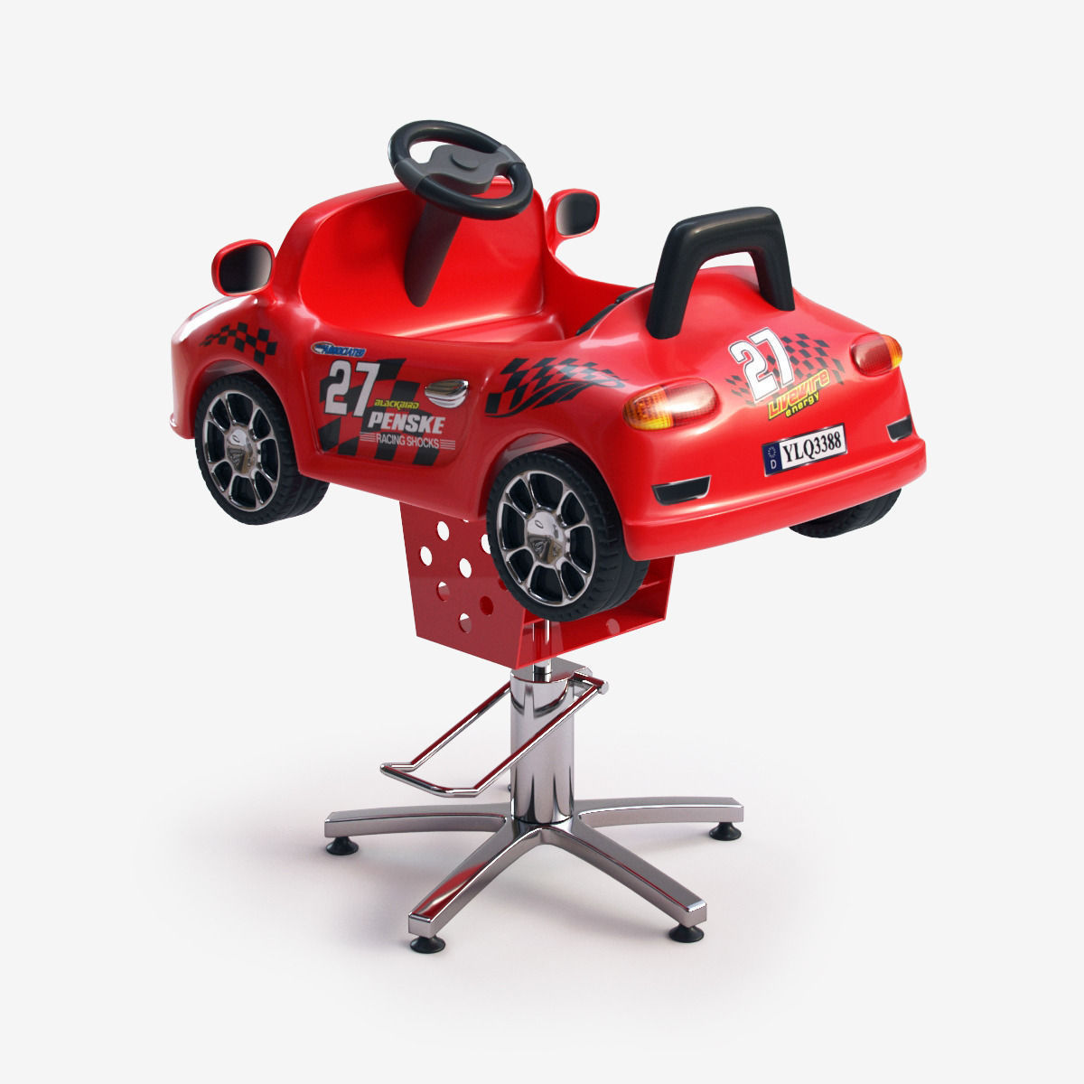 Children Kids Barber Chair Electric Ride On Low-poly 3D model_3
