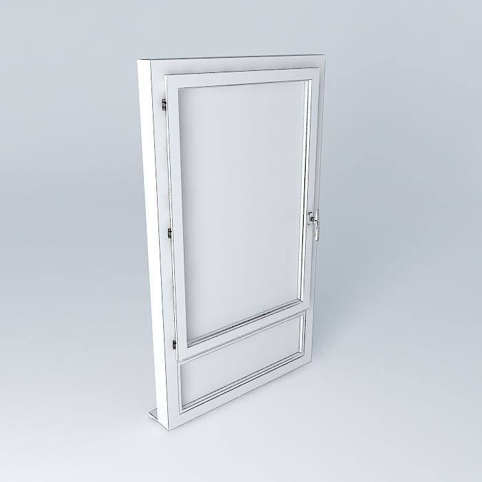 PVC casement window with transom 1 below Free 3D model_3