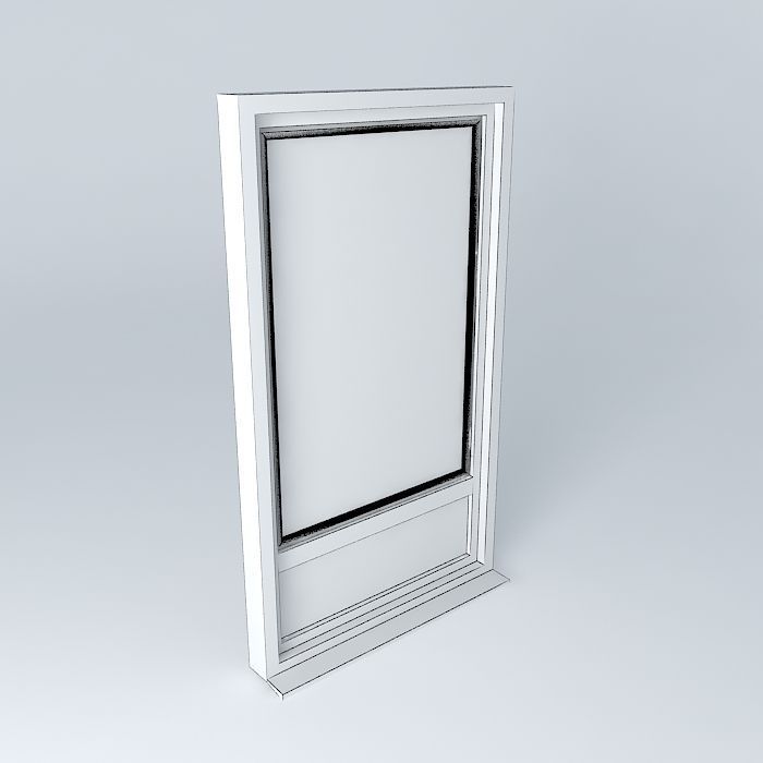 PVC casement window with transom 1 below Free 3D model_4