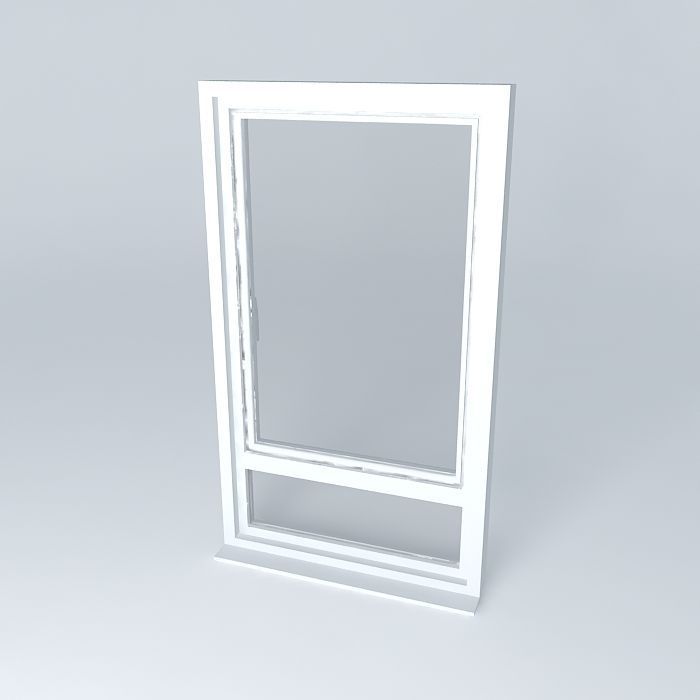 PVC casement window with transom 1 below Free 3D model_1