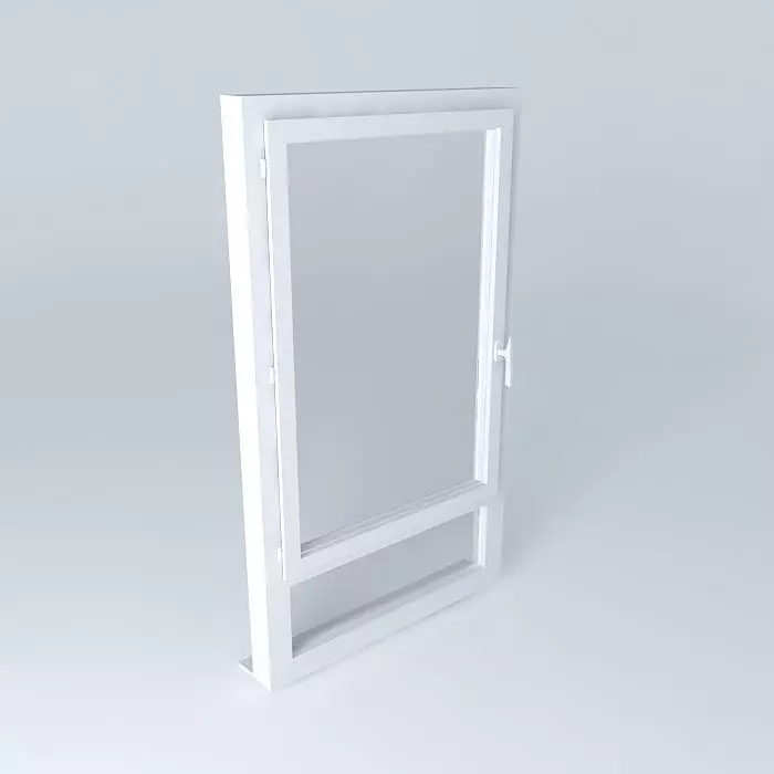 PVC casement window with transom 1 below Free 3D model_0