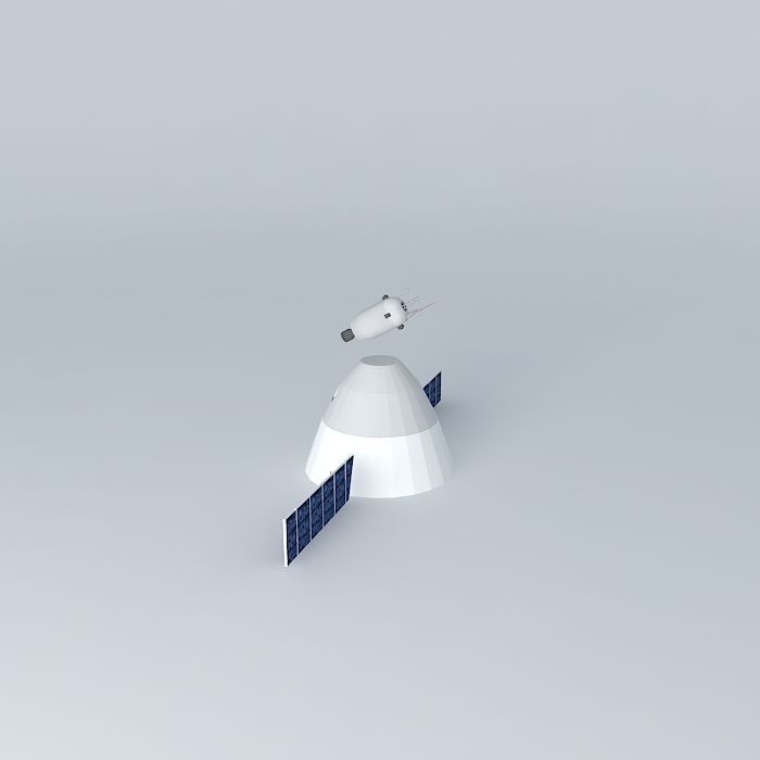 spacecraft with satellite Free 3D model_1