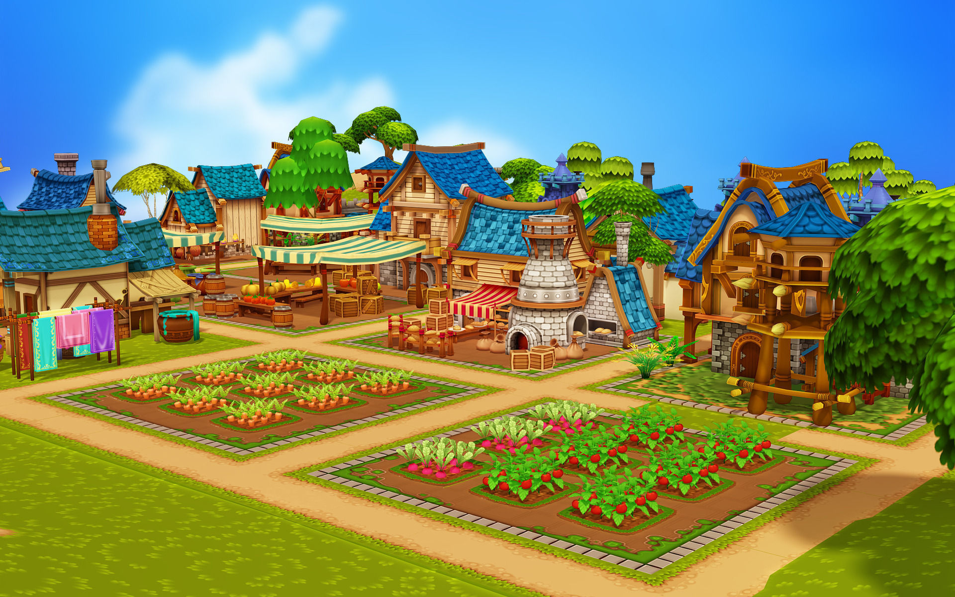 Modular Medieval Town Low-poly 3D model_10