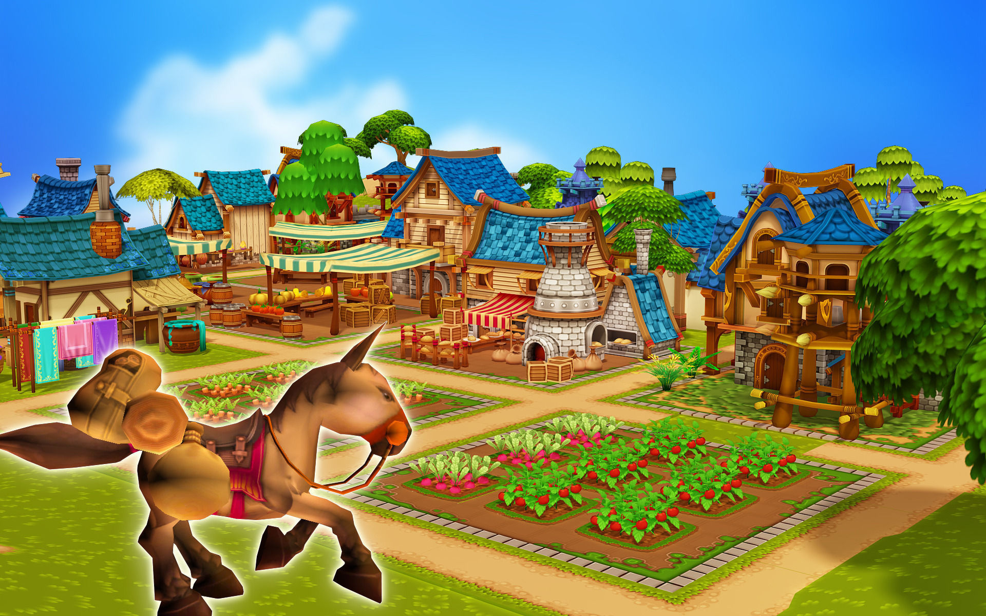 Modular Medieval Town Low-poly 3D model_9