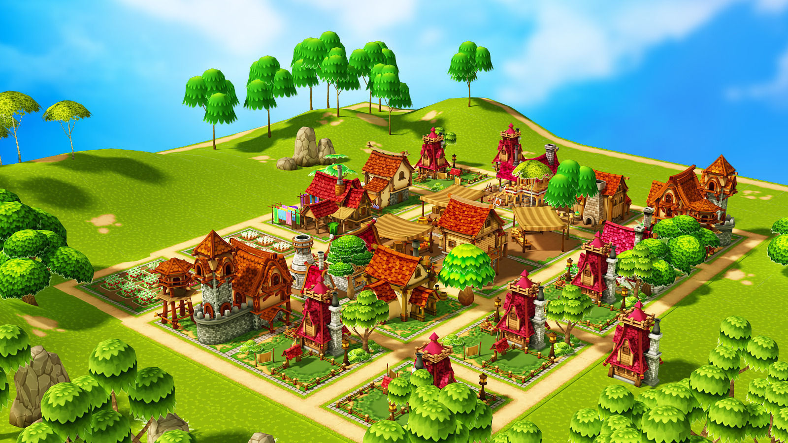 Modular Medieval Town Low-poly 3D model_16