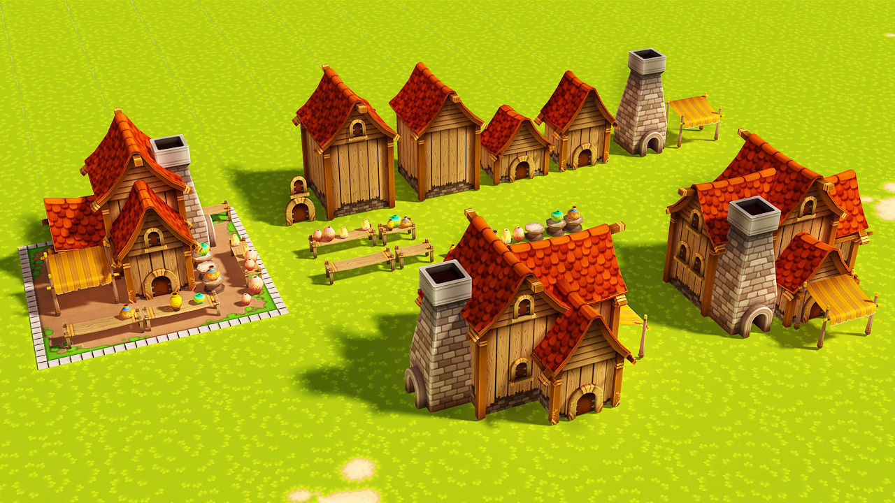 Modular Medieval Town Low-poly 3D model_21