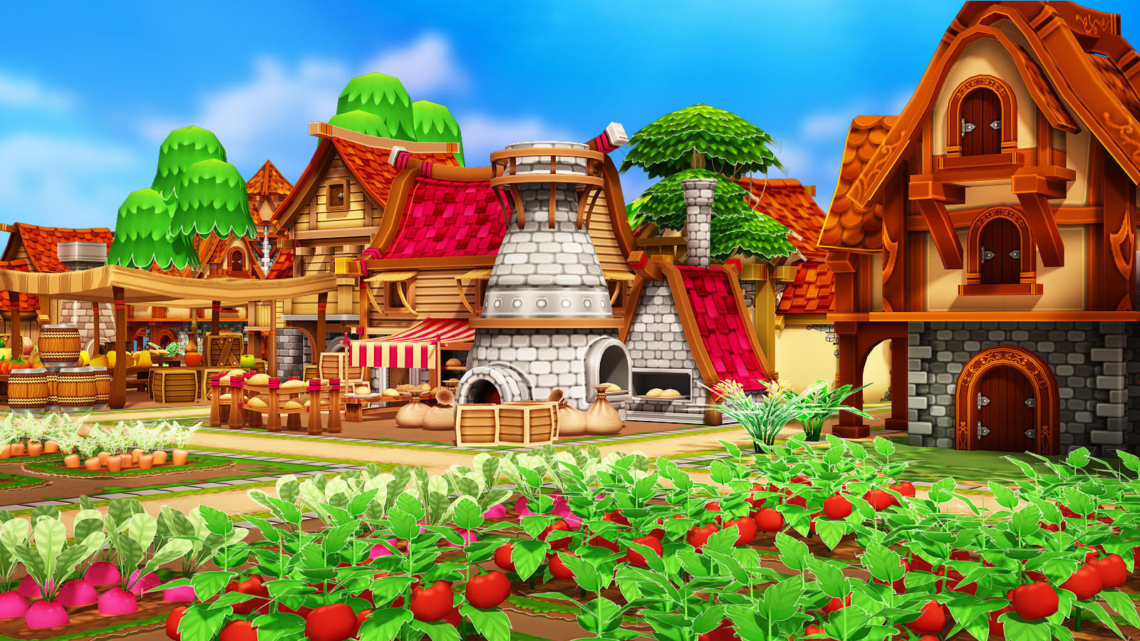 Modular Medieval Town Low-poly 3D model_11