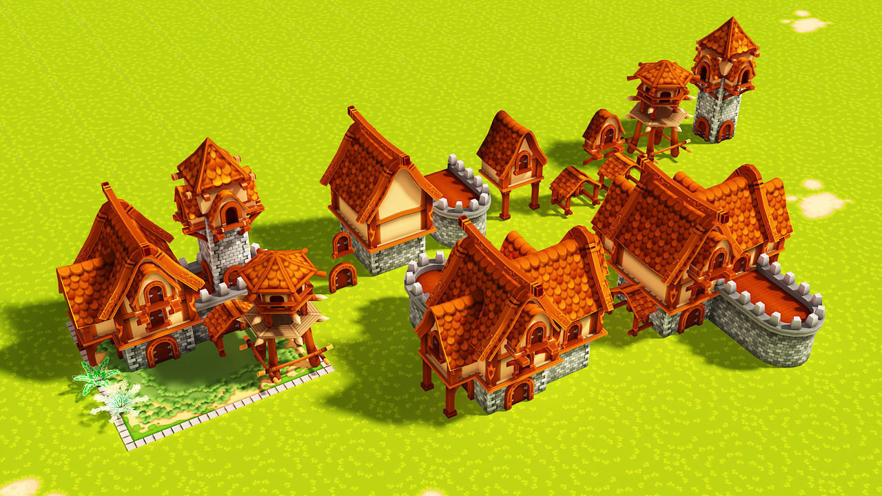 Modular Medieval Town Low-poly 3D model_17