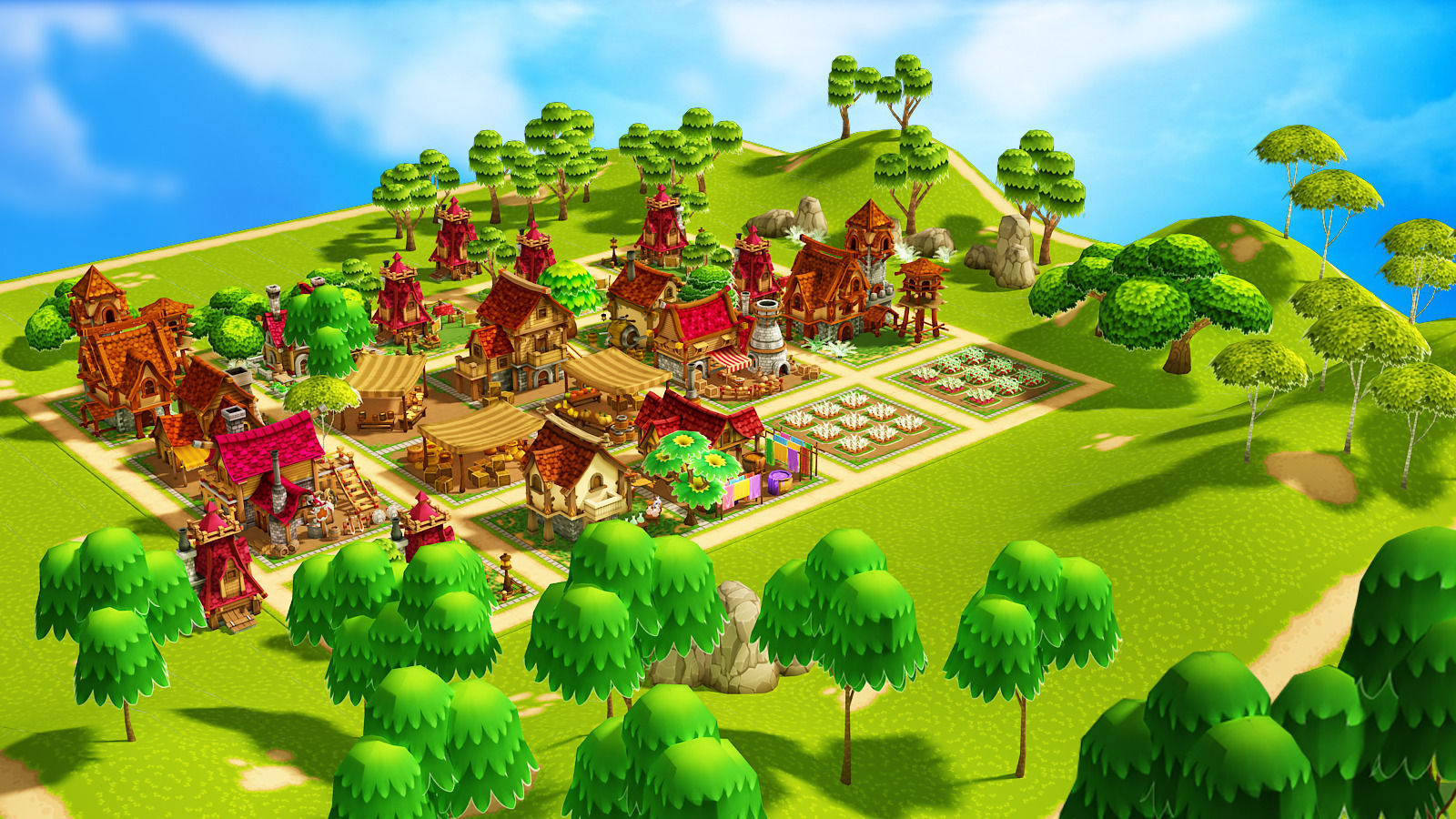 Modular Medieval Town Low-poly 3D model_14