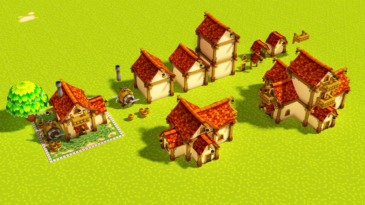 Modular Medieval Town Low-poly 3D model_2