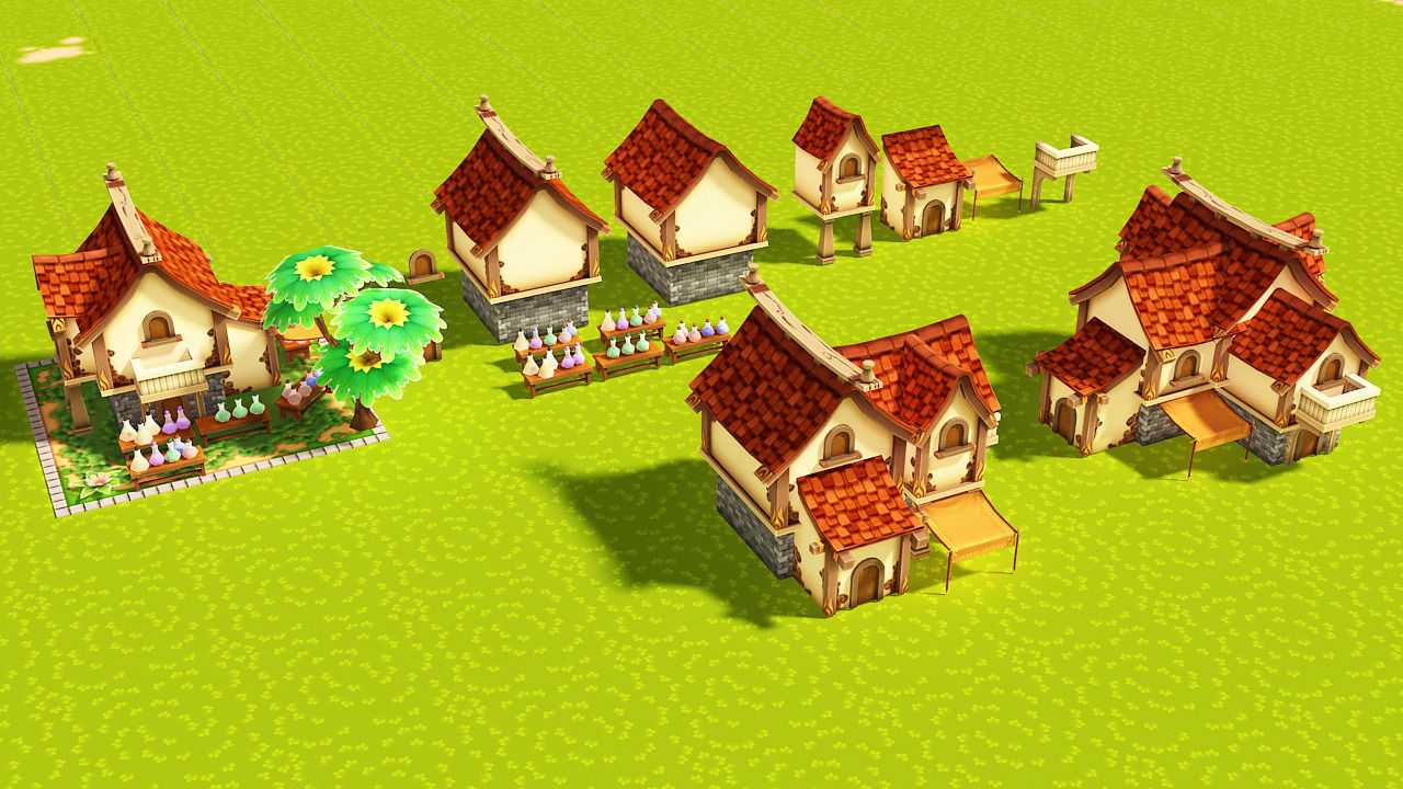 Modular Medieval Town Low-poly 3D model_18