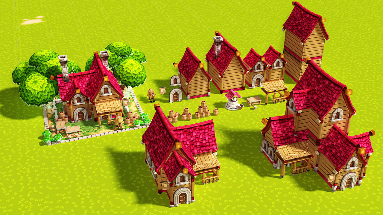 Modular Medieval Town Low-poly 3D model_5