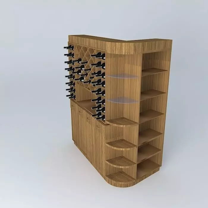 Kit wooden wine rack with shelves Free 3D model