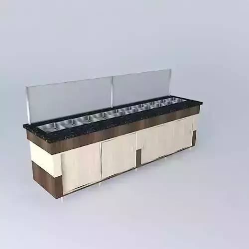 Kit counter with two sinks and glass top