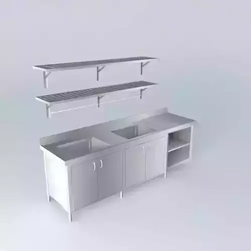 Kit stainless steel sink with two shelves