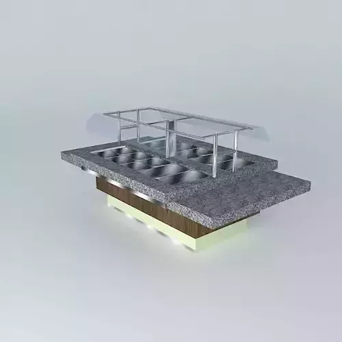 Kit food counter with glass top