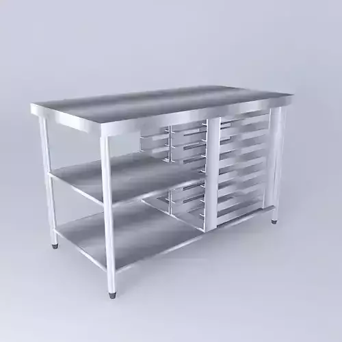 Kit stainless steel kitchen table with shelves