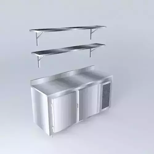 Kit stainless steel kitchen with two shelves