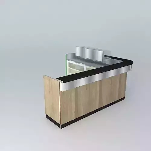 Kit reception counter with wood and stainless steel