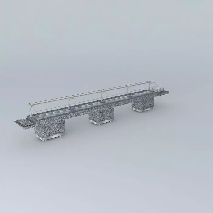 Kit stainless steel counter with glass shelves Free 3D model