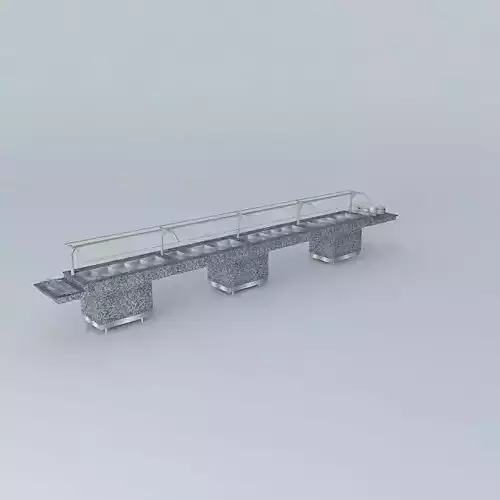 Kit stainless steel counter with glass shelves