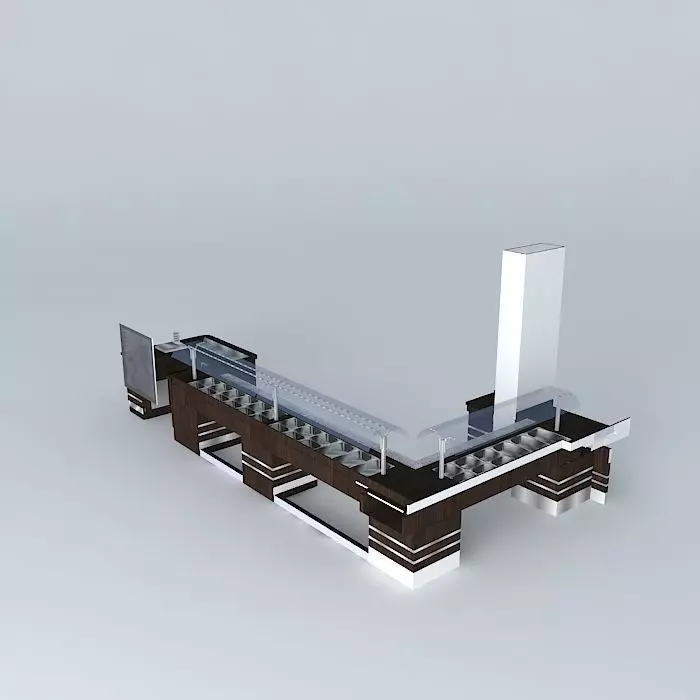 Kit coffee shop counter with glass top Free 3D model