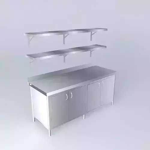 Kit stainless steel counter with two shelves