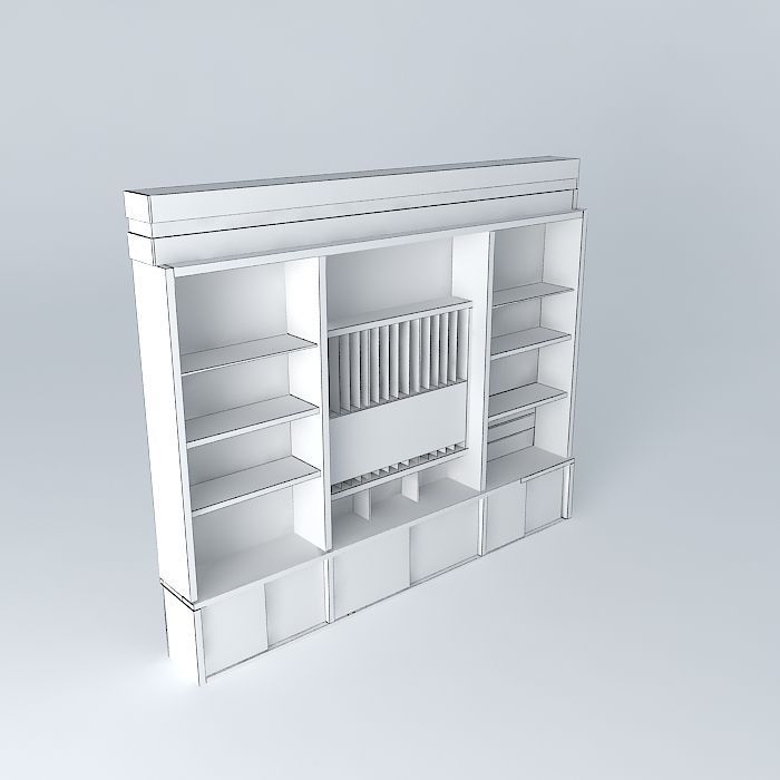 Kit wooden bookcase Free 3D model_3