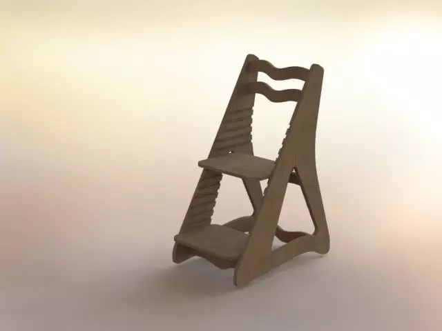 Sit-rite wooden step stool Free 3D model