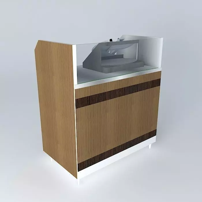 Kit wooden cabinet with paper dispenser on top Free 3D model