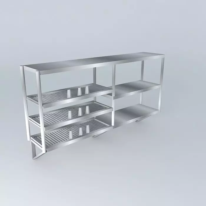 Kit stainless steel shelf with three shelves Free 3D model