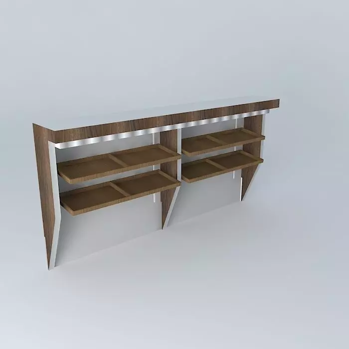 Kit404 panel with shelf Wood Leaning by Alex Marques Free 3D model_0